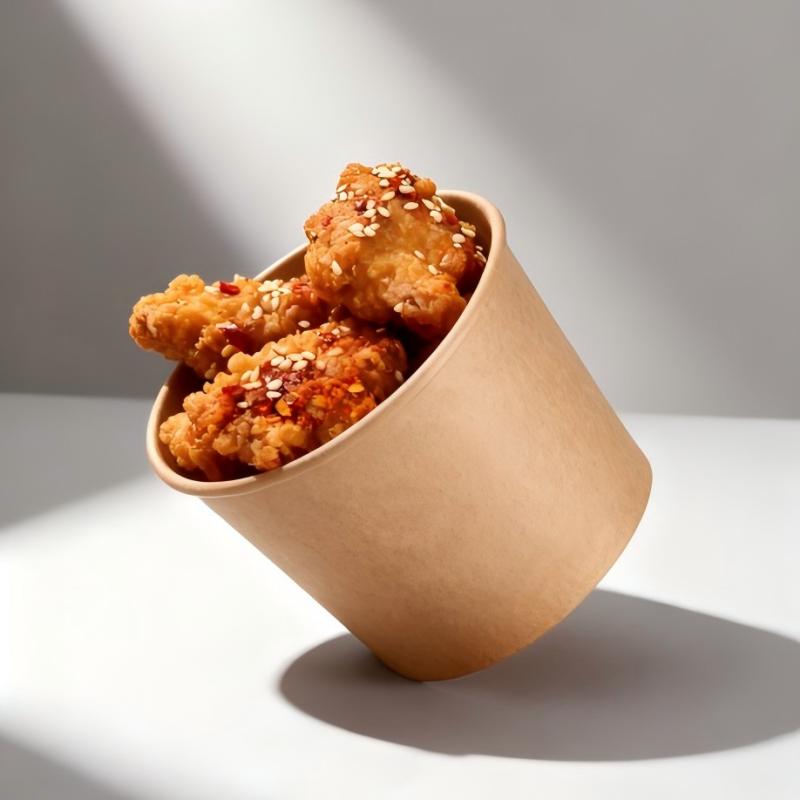 El uso y la idea del recipiente de papel desechable para llevar